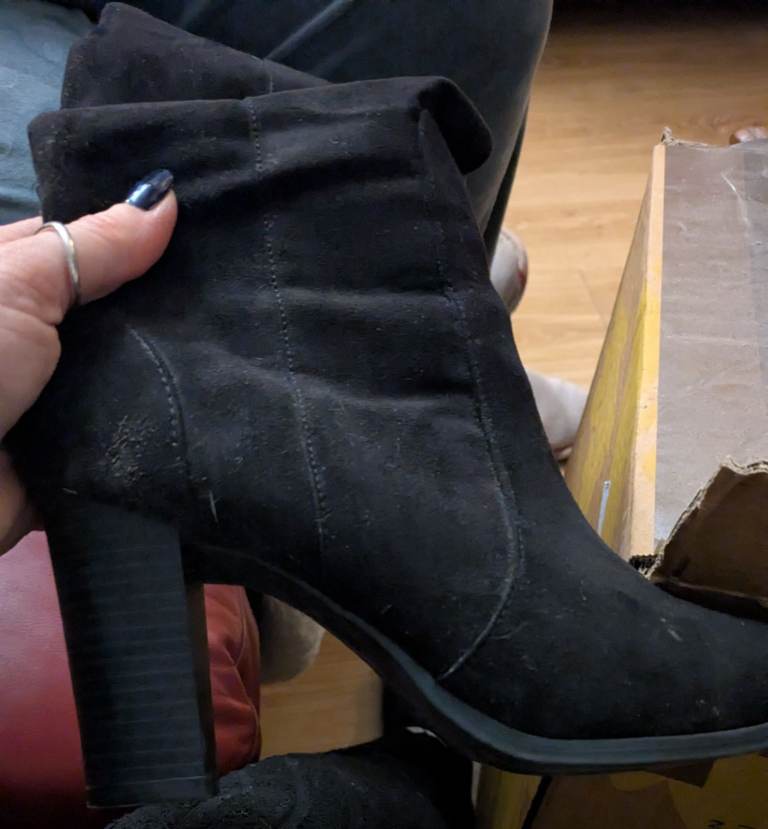 Ladies Black Suede Heeled Boots