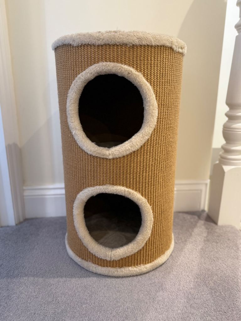 Cat Scratching 2-level Tower Tree Stand Cubby Beige 