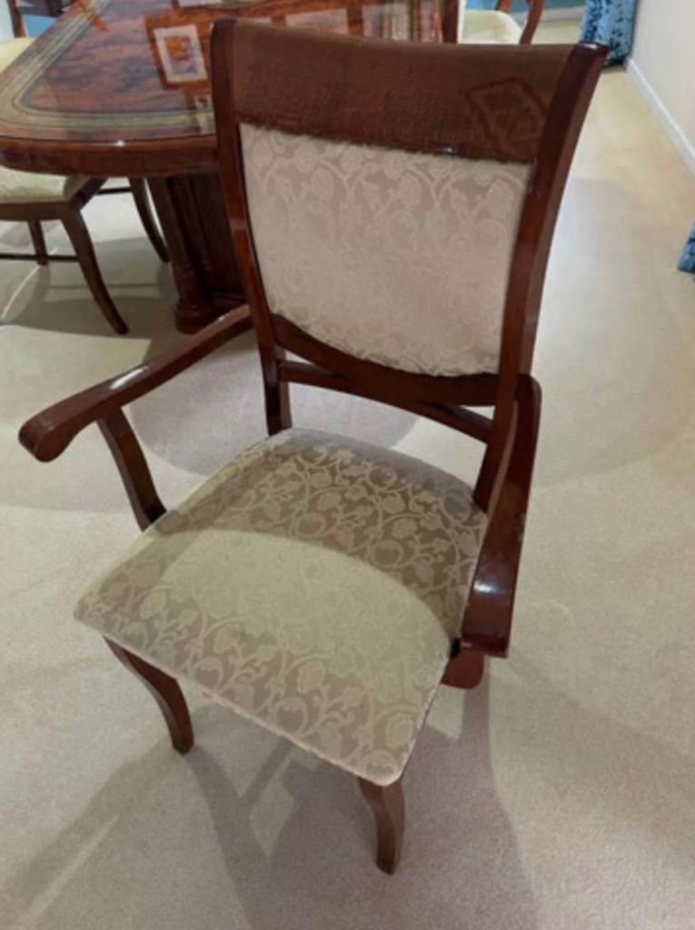 Antique style dining table set with 6 chairs