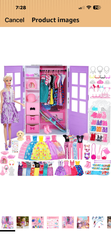 Barbie style wardrobe and clothes+pink handbag