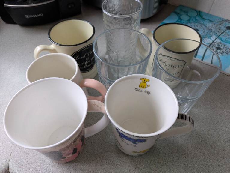 Mixed Set of Mugs and Glasses – Good Condition