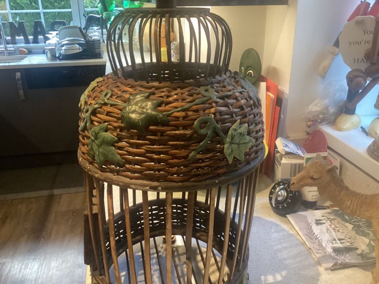 Vintage wicker birdcage