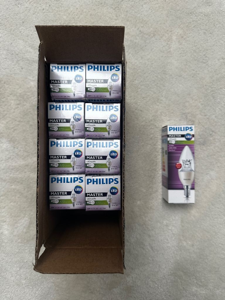 x9 Philips LED Warm Glow E14 Small Edison Screw Dimmable Candle Light Bulb, 6 W (40 W) - Warm White