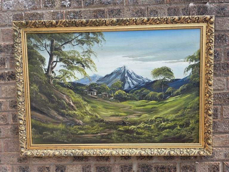 Large Gilted Framed Painting, Oil on Canvas, signed by artist.