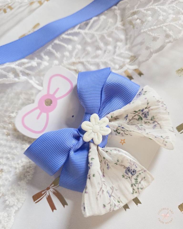 Floral Hair Bow • Handmade Hair Clip