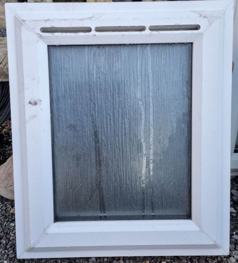 New UPVC Double Glazed Obscure White Window 535mm W x 625mm H #1