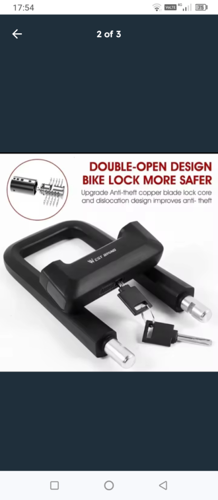 Heavy Duty Bike U-Lock with 2 Keys – Black