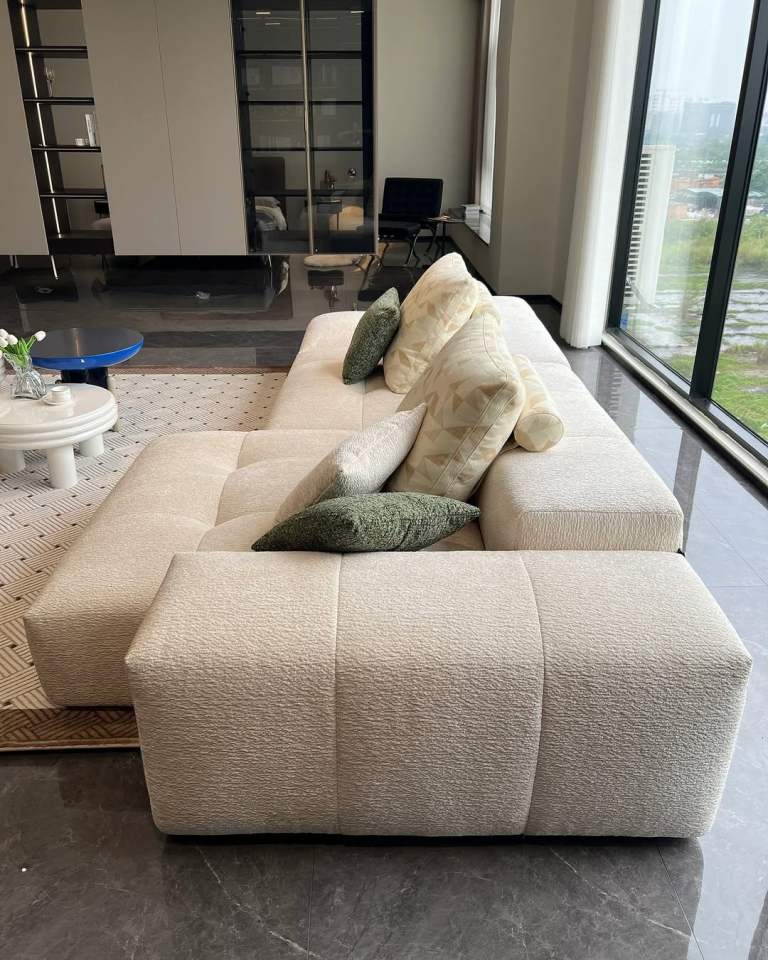 Large Beige Sectional Sofa - Good Condition