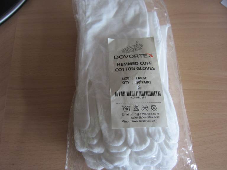 Dovortex White Cotton Gloves for Eczema, Dry Hands Size L, 6 Pairs