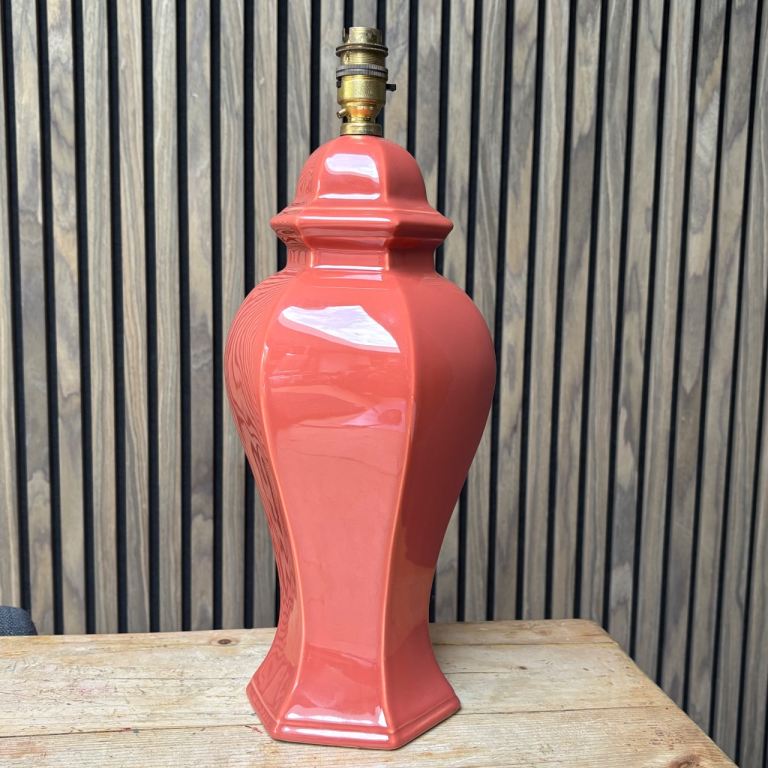 XL Vintage Ginger Jar Style Terracotta / Dark Peach Ceramic Table Lamp Base