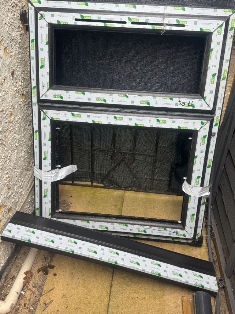 New Black Double Glazed PVC Window Frame