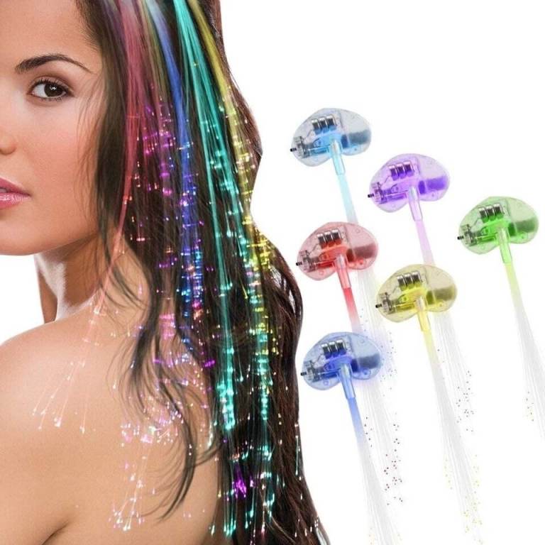 700pcs LED Light Up Hair Extensions Hairpin Fiber Optic Hair Clip Rave Party Women Lady
