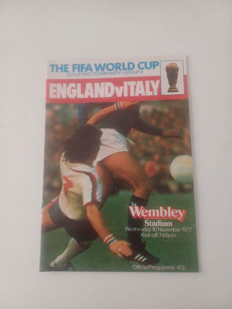 FIFA World Cup England v Italy Wembley Programme 1977