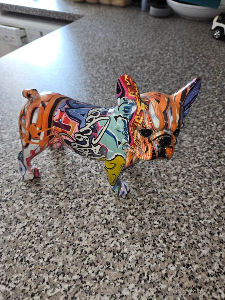 Multicoloured Graffiti Style French Bulldog Figurine