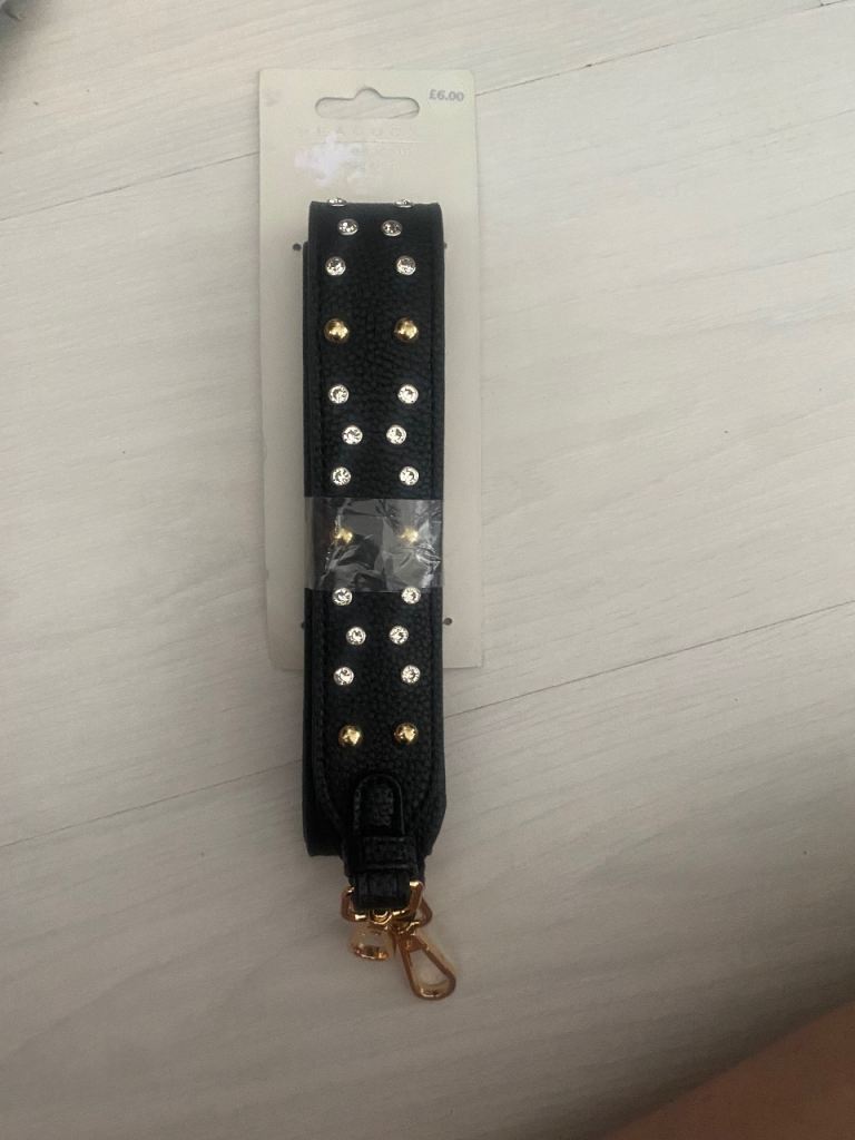 Peacocks Black Studded Bag Strap - New with Tags