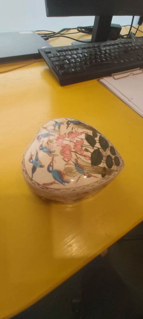 Hand Painted Heart-Shaped Box from Kashmir, India
