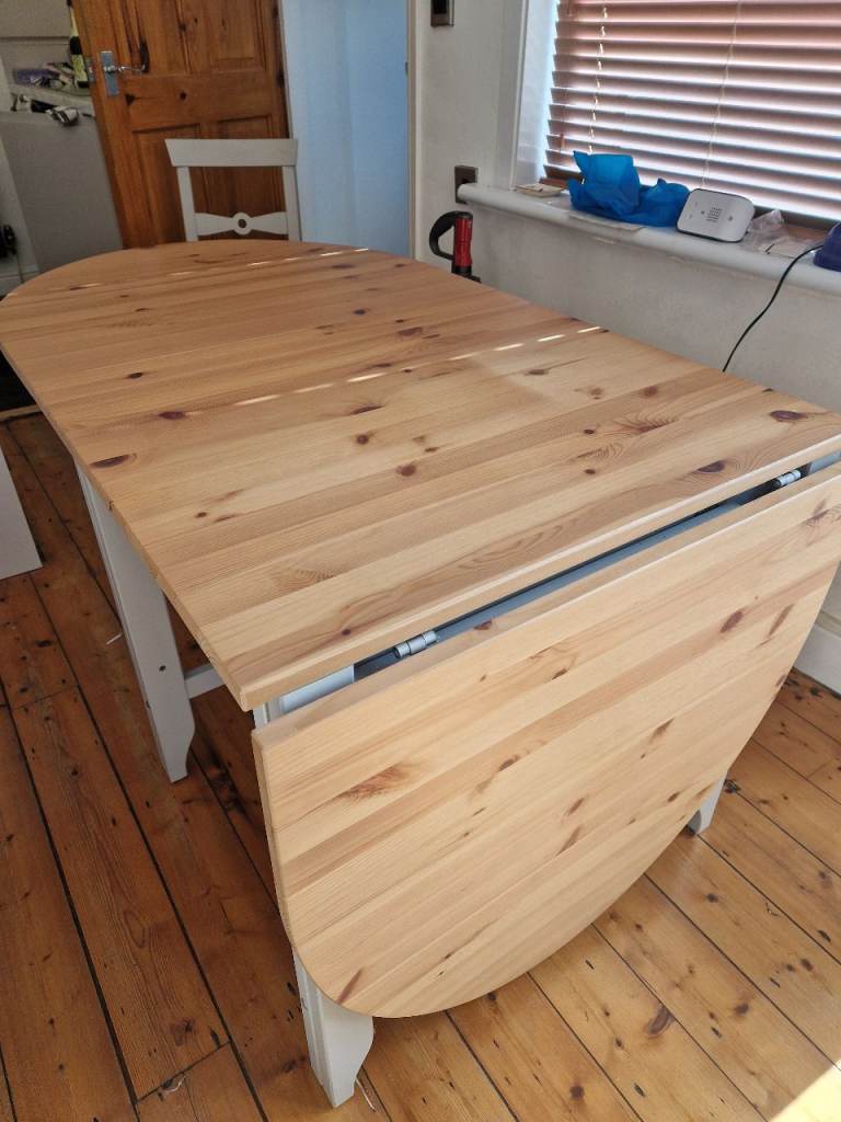 Ikea Gamely gate leg drop leaf table and 2 chairs