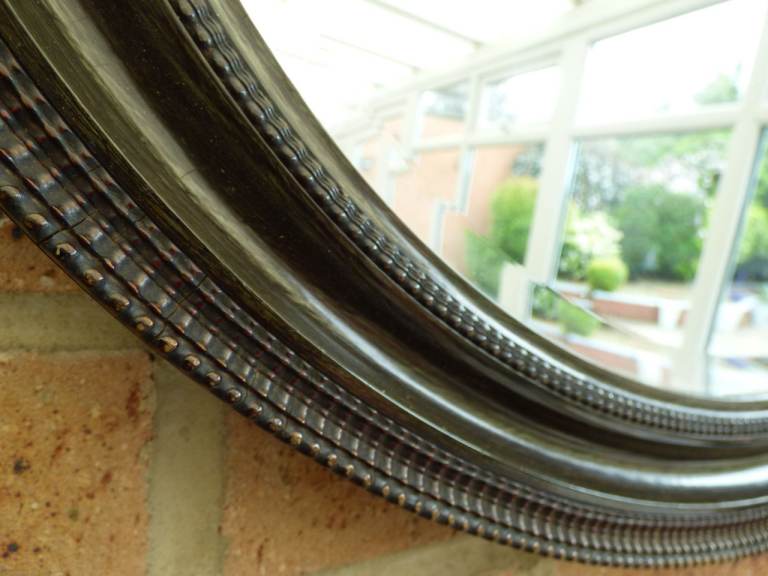 Beautiful Antique Vintage Edwardian Oval Mahogany Bevelled Mirror 60x50cm Bronze