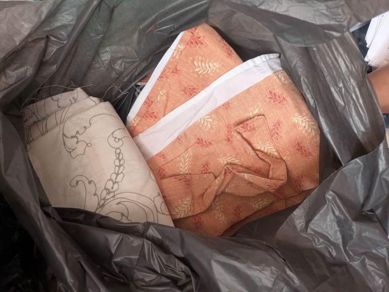 Bundle of curtains and curtain fabric - good condition 