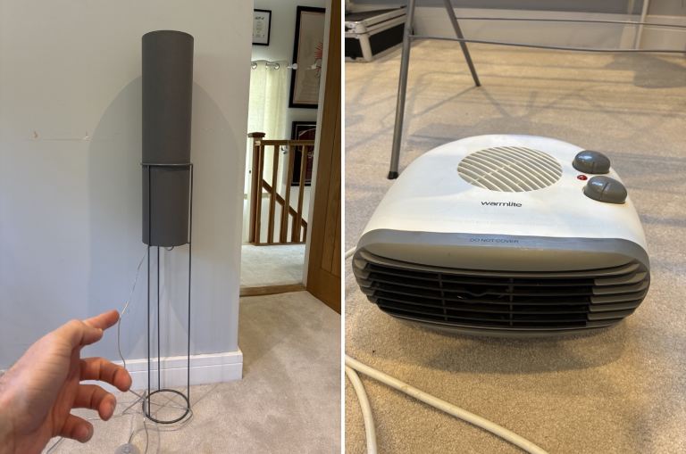 HOUSE CLEARANCE - Grey Floor Lamp and Electric Portable Heater
