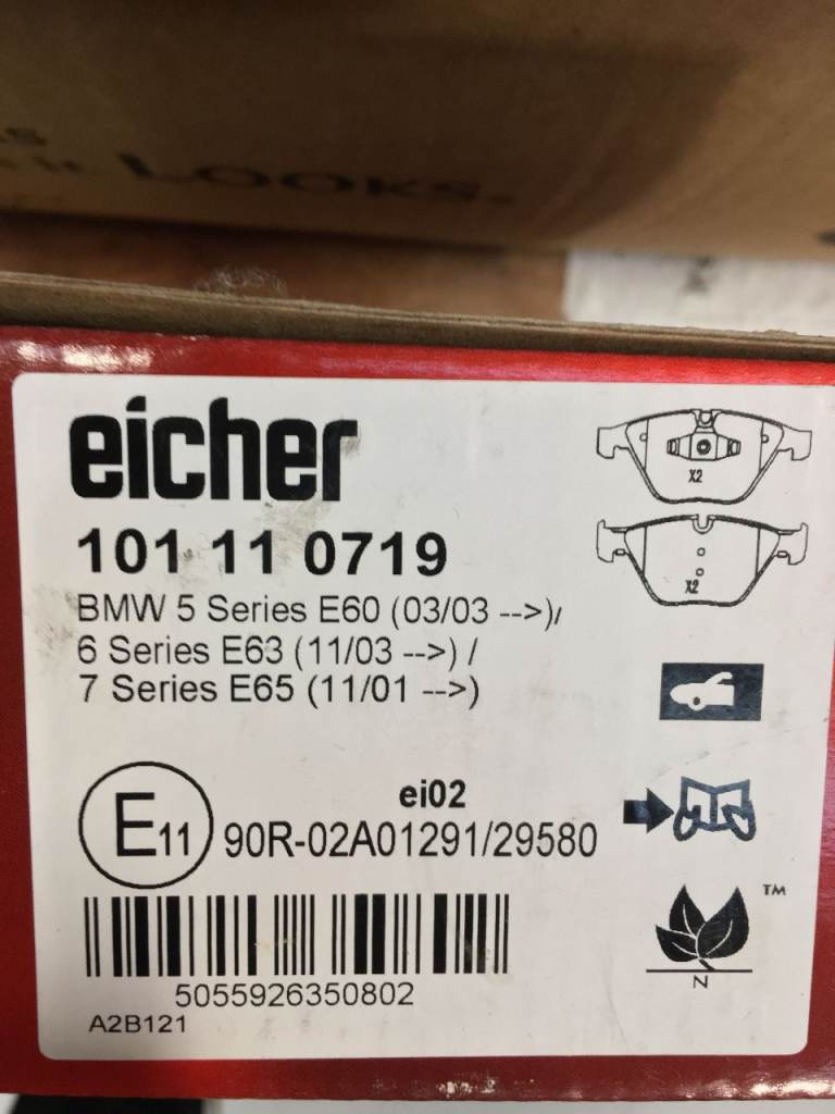 1 x Eicher 101 11 0719 BMW 5 Series E60 6 Series E63 or 7 Series E65 brake pad #GotStuffGetCash