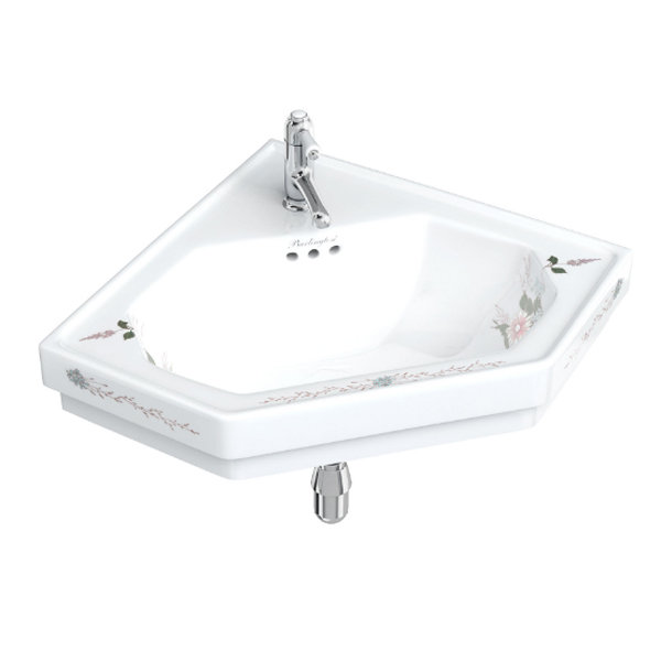 Burlington English Garden Corner washbasin 60x45x18.3 cm, white B10D