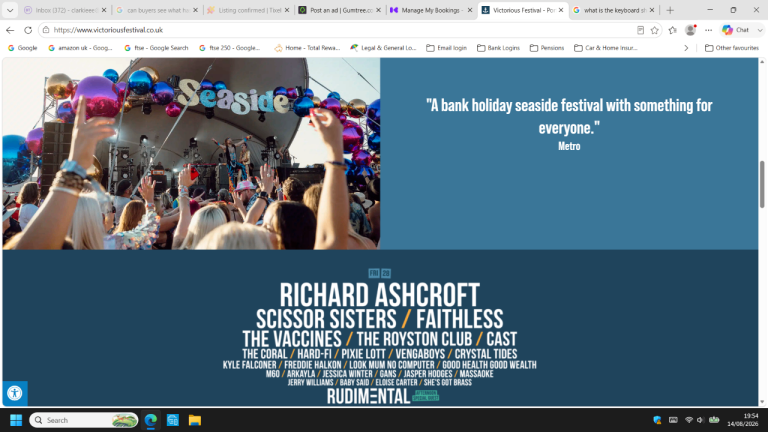 x2 2026 Victorious Festival Tickets