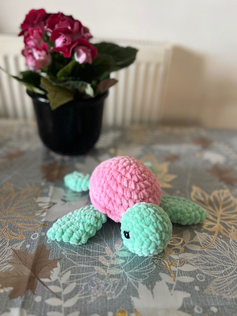 Handmade soft turtle pink and mint green colour