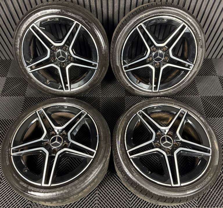 18" GENUINE MERCEDES AMG A CLASS CLA A35 CLA35 BLACK DC WHEELS TYRES ALLOYS W177