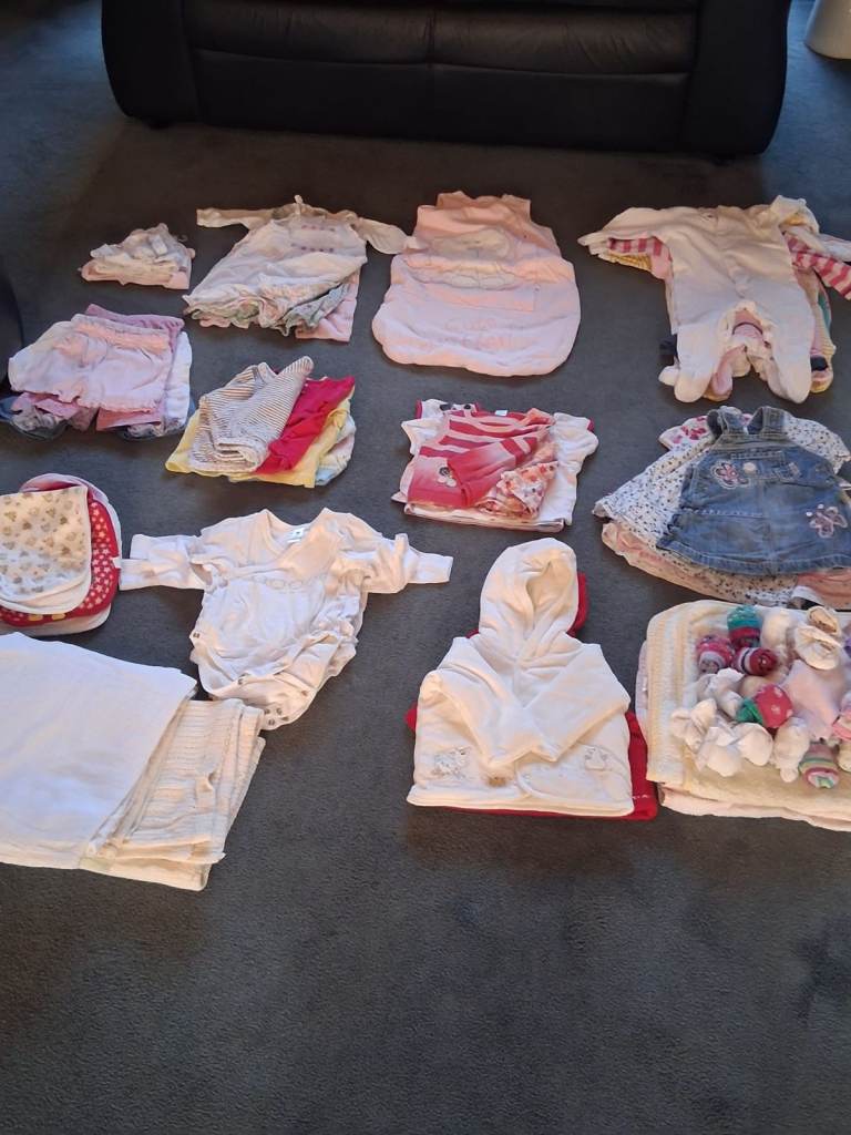 Bundle of baby girls clothes age birth to 3 months