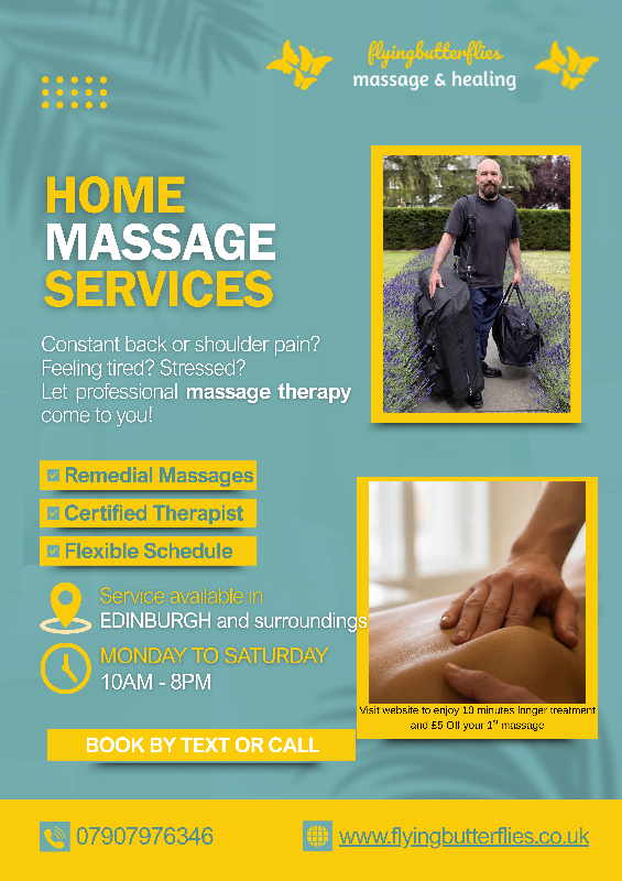 Remedial Mobile Massage in Edinburgh and surrounding area - at home massage therapy - OFFERS