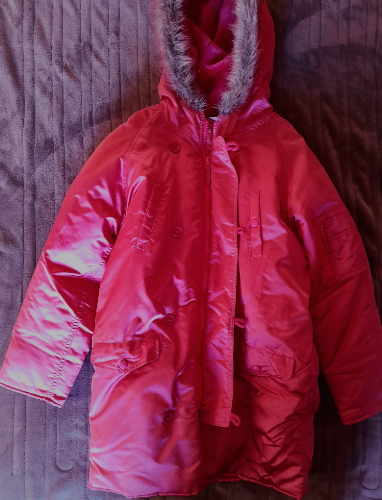 Padded Jacket/ Coat, bright Pink & Fur-hooded, for Young Teen, As New