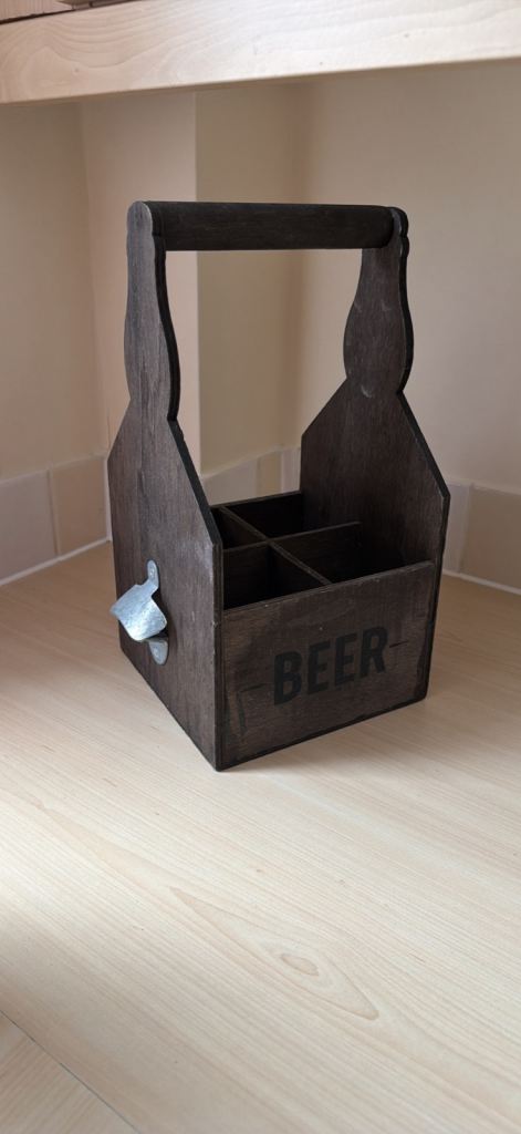 Wooden Beer Caddy with Bottle Opener