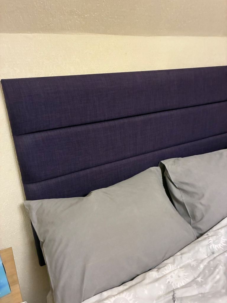 Purple Fabric Headboard for Double Bed – Good Condition