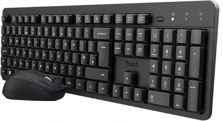 Trust Ymo II Silent Wireless Keyboard and Mouse Set QWERTY UK Layout, Black - NEW
