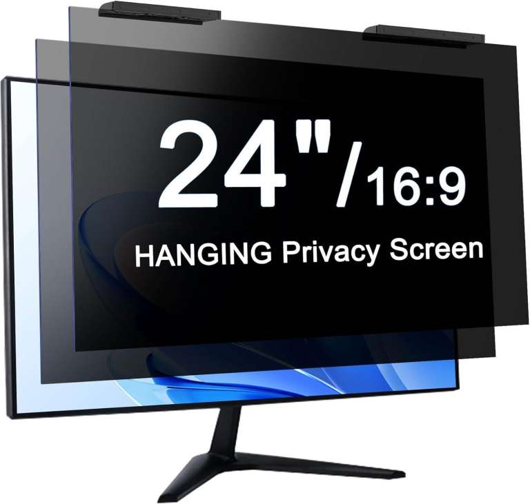 2-Pack Hanging Computer Privacy Screen Filters for 24-Inch 16:9 Monitors, New/Boxed/Sealed