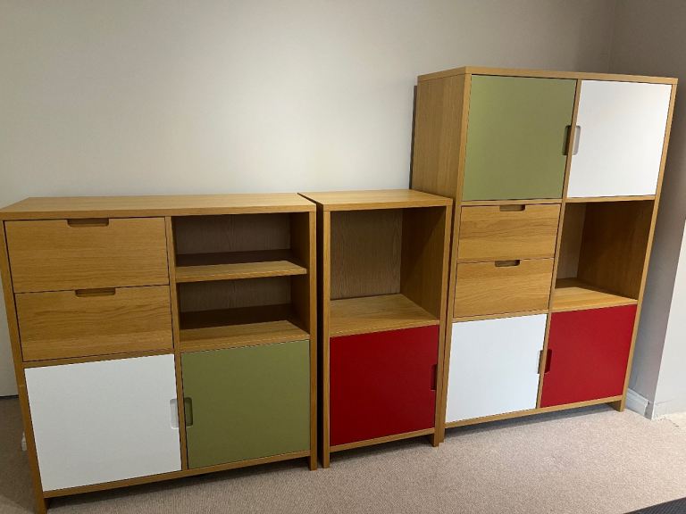 Modular Wooden Storage Units – Multicoloured Inserts, Good Condition