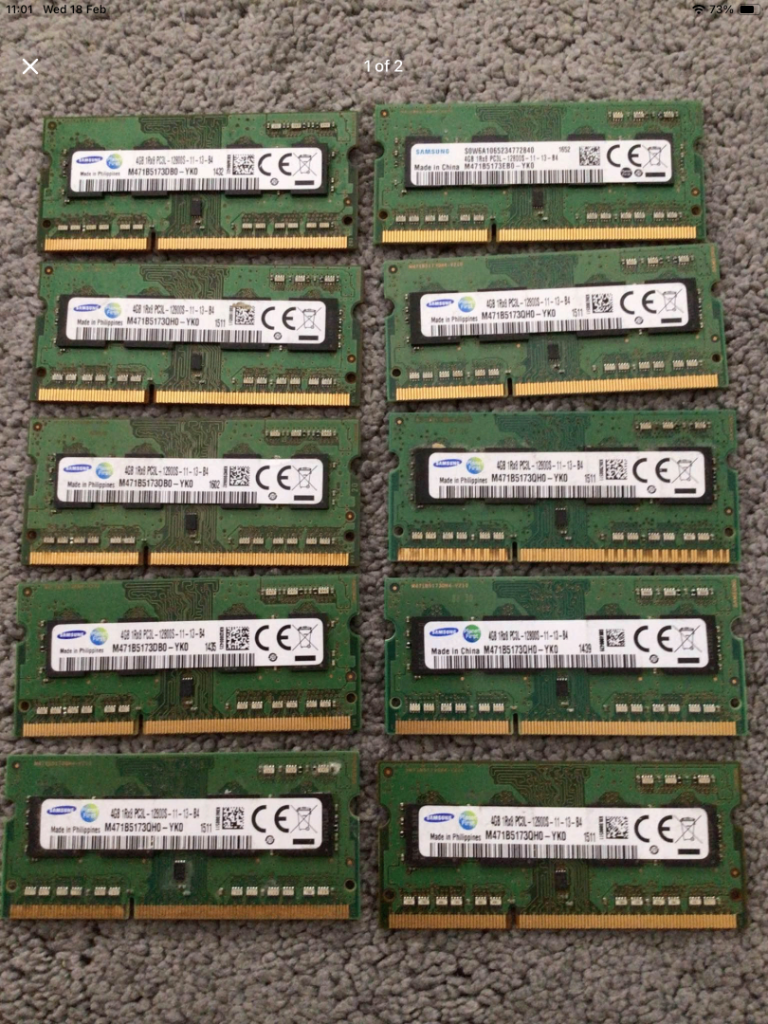 ddr3 laptop ram 10 x 4gb ddr3 pc3l-12800s Samsung job lot