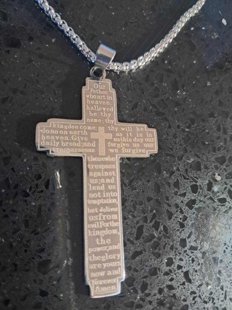 Necklace cross lords prayer