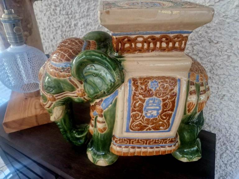 2 Vintage Ceramic Elephant Plant Stands (can sell together or individually)
