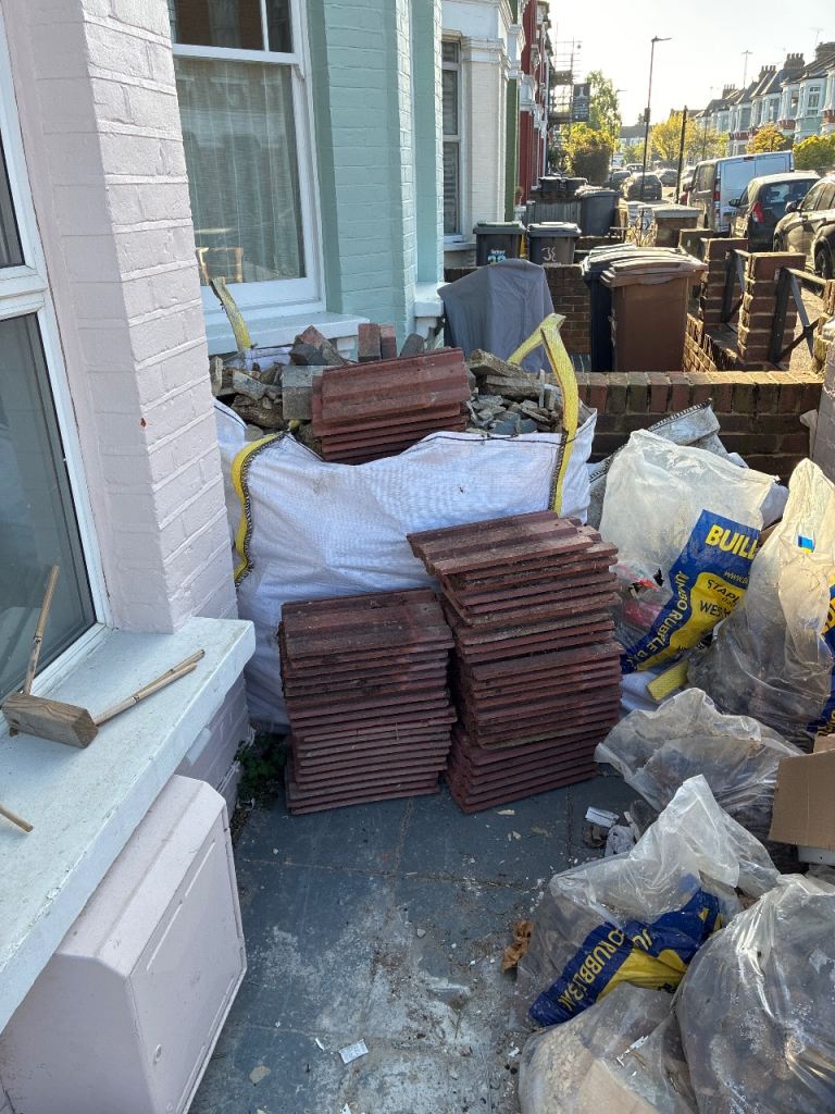 Old roof tiles - retaining wall