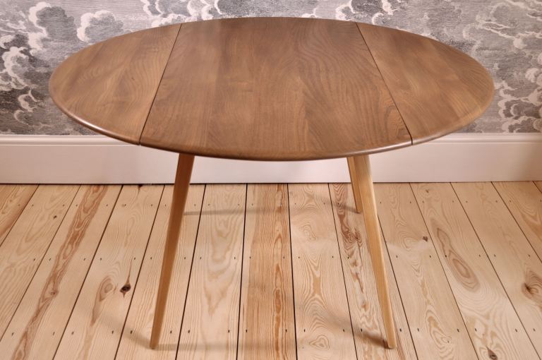 RENOVATED Vintage Retro 60's Mid Century Ercol Oval / Circular Drop Leaf / Extending Plank Table 384