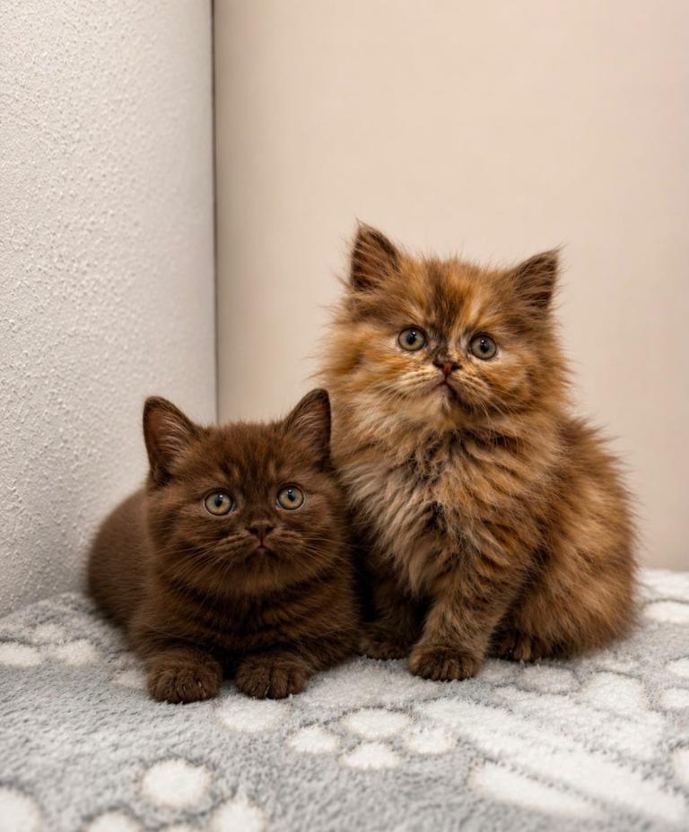 Chocolate British shorthair & Chocolate tortoiseshell British longhair female kittens 