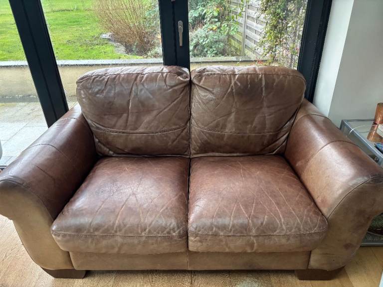 image for Brown leather sofa