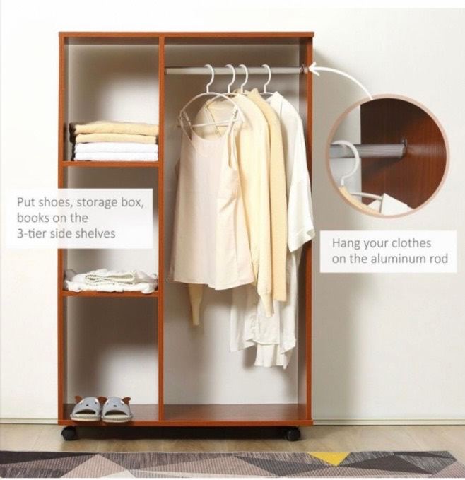 Stylish wardrobe shelving storage in walnut colour 