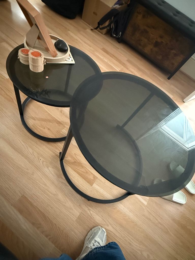Black glass coffee table