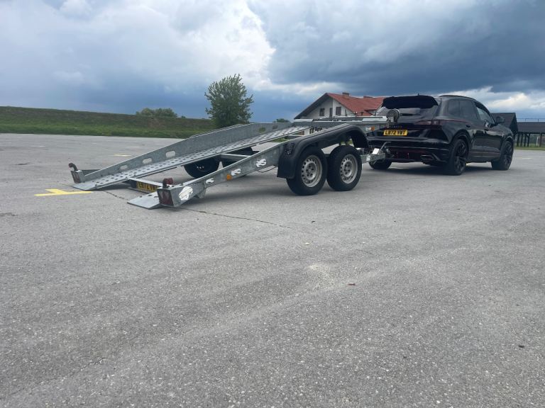 Bockmann Tilt Bed Twin Axle Galvanised Car Transporter Trailer Winch 14 Ft