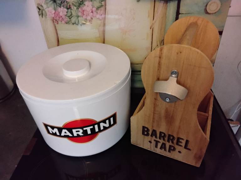 Retro martini ice bucket 10 litre & free item cool home bar display 