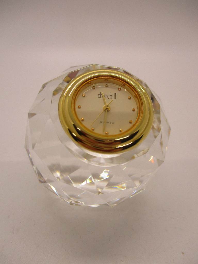 Vintage Churchill and Swarovski Crystal Miniature Golf Ball Quartz Clock