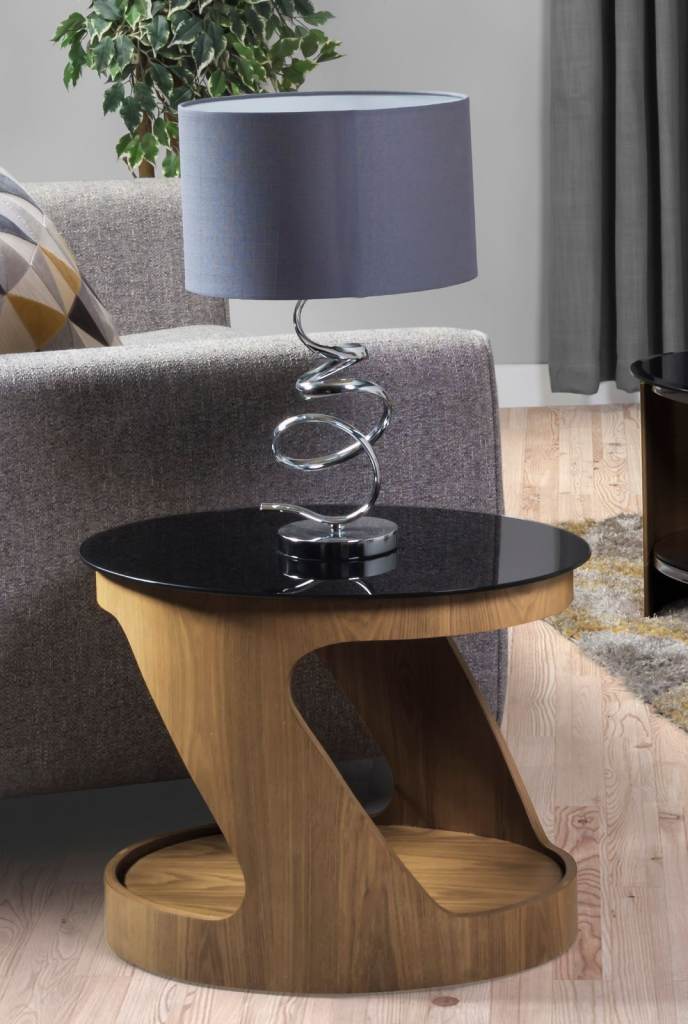Oak and Black Lamp Table